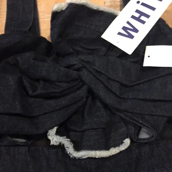 NWT Whit Anthropologie Denim Cutout Knot Dress 8 blue bow - Picture 5 of 8